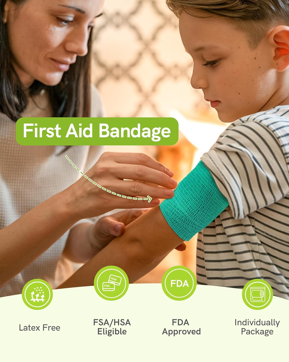 FriCARE Self Adhesive Bandage Wrap, Medical Tape in First Aid Kit, Cohesive Bandages for Wounds Sport Vet, 2 Inches X 5 Yards 6 Rolls, Rainbow