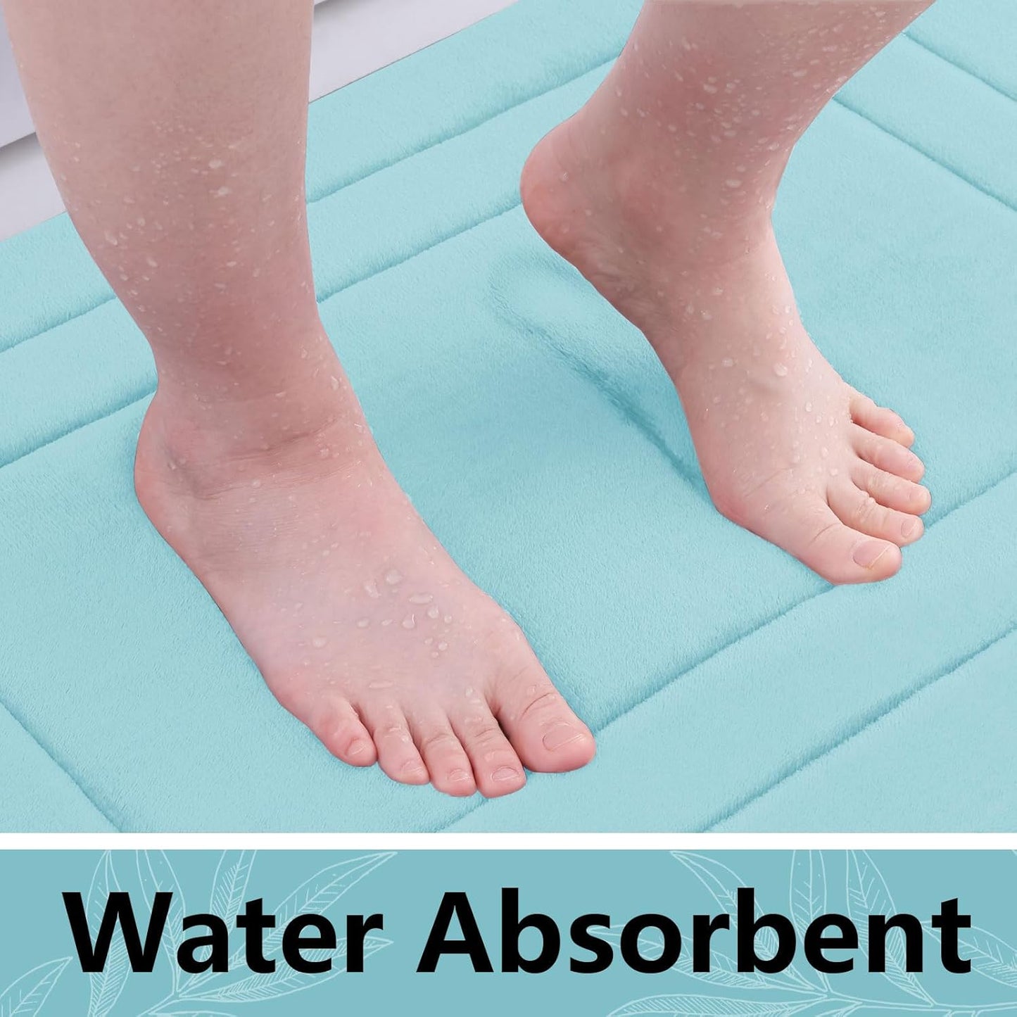 Arotive Memory Foam Bathroom Rug Mat 47x24, Ultra Soft and Absorbent Bath Mat, Machine Wash Dry, Comfortable Bath Rug Carpet for Bathroom Floor, Tub and Shower, Sky Blue