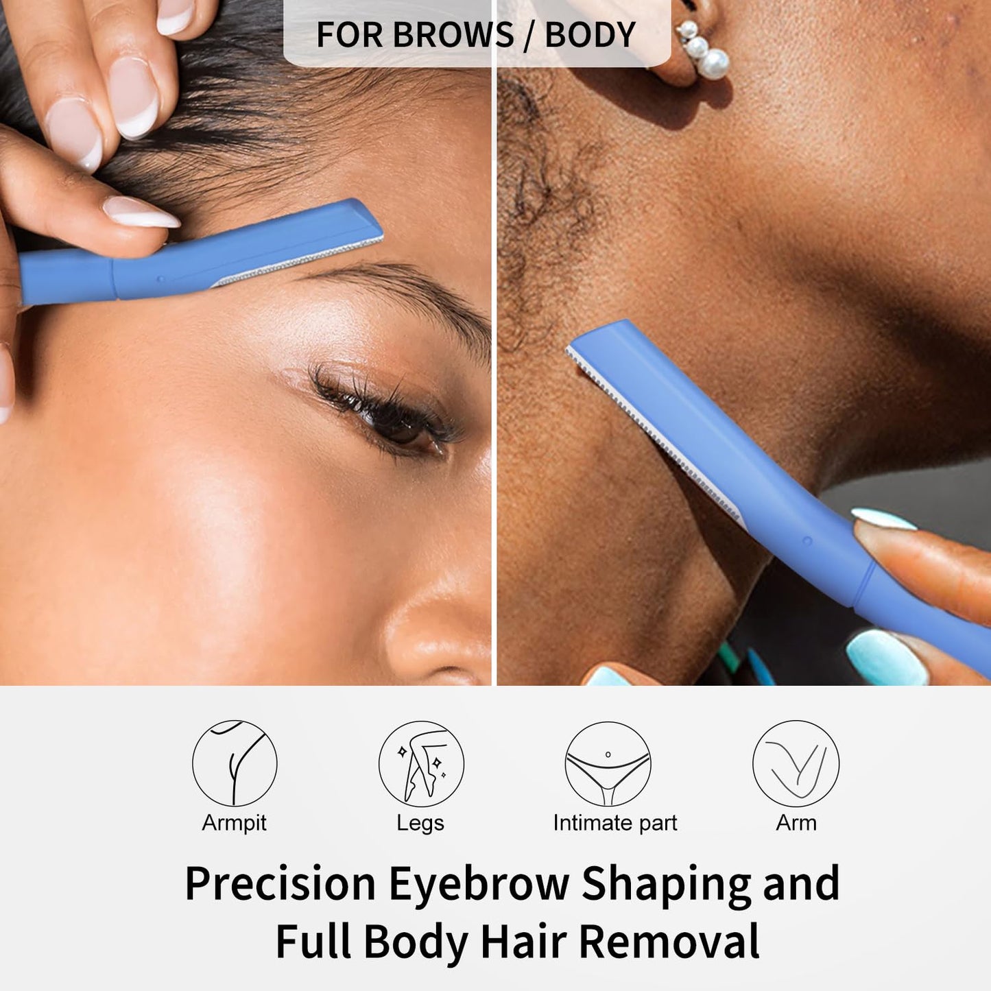 Precision Dermaplane Razor, Face Razors for Women and Men, Eyebrow Razor, Dermaplaning Tool, Peach Fuzz Remover, Skin-friendly Microblades with Protective Cap