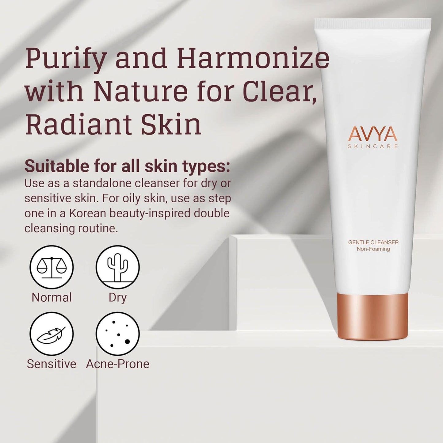 Avya Skincare Gentle Face Cleanser | Hyaluronic & Salicylic Acid | Gentle Exfoliation to Cleanse & Purify Skin | 30ml (1oz)