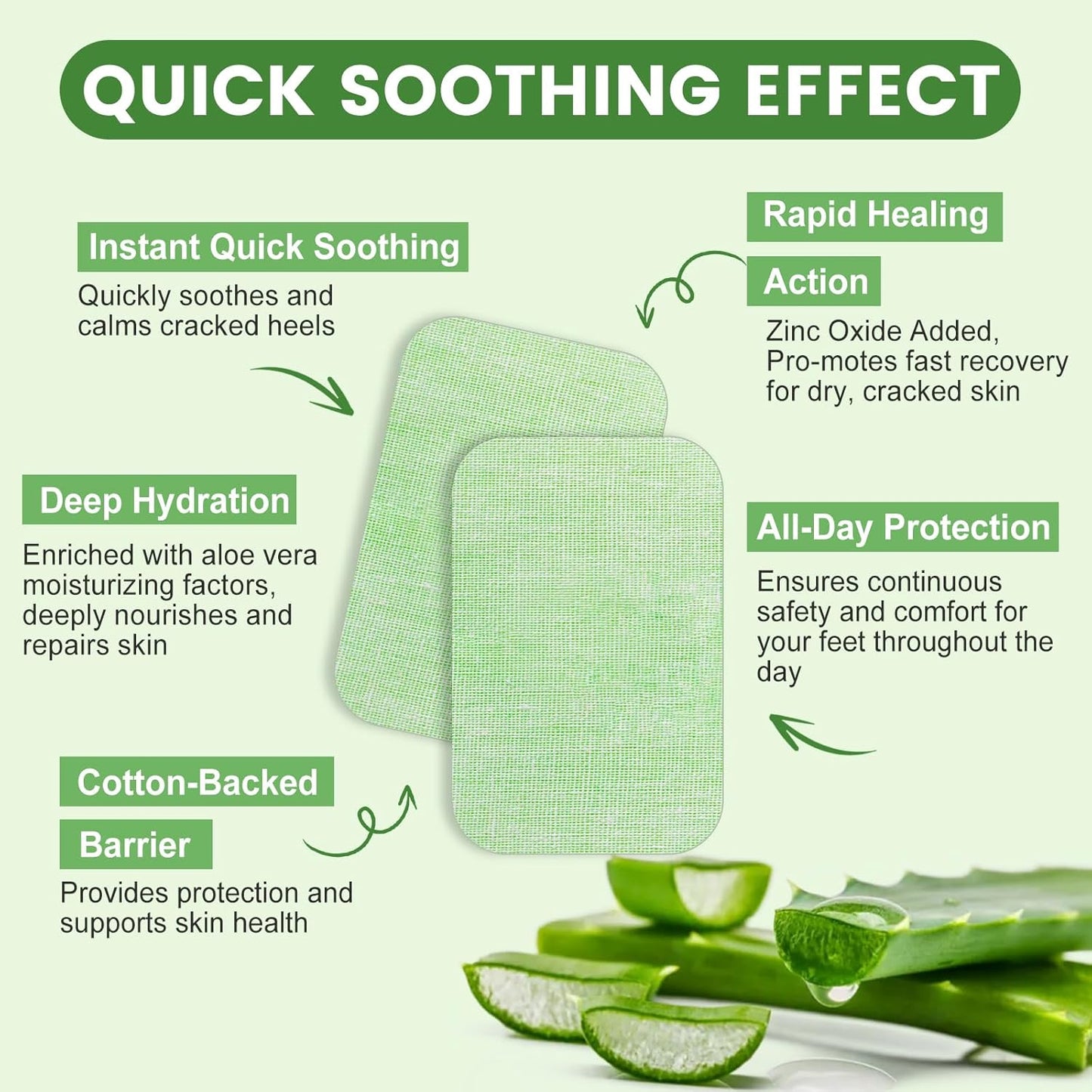 25PCS Aloe Vera Cracked Heel Treatment Patches, Cracked Heel Repair Bandage (Rectangular)