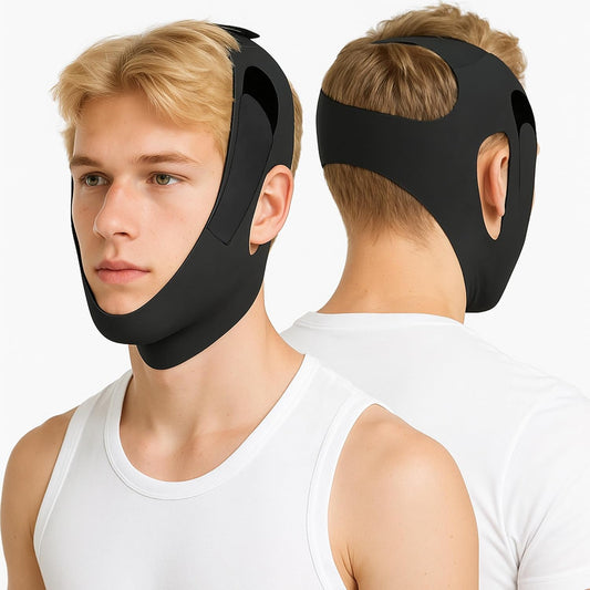 Chin Strap for Sleeping, Adjustable Chin Strap for Snoring, Anti Snoring Devices Breathable and Reusable, Comfortable Stop Snoring Solution, Anti Snore Chin Strap for Men and Women (Black)