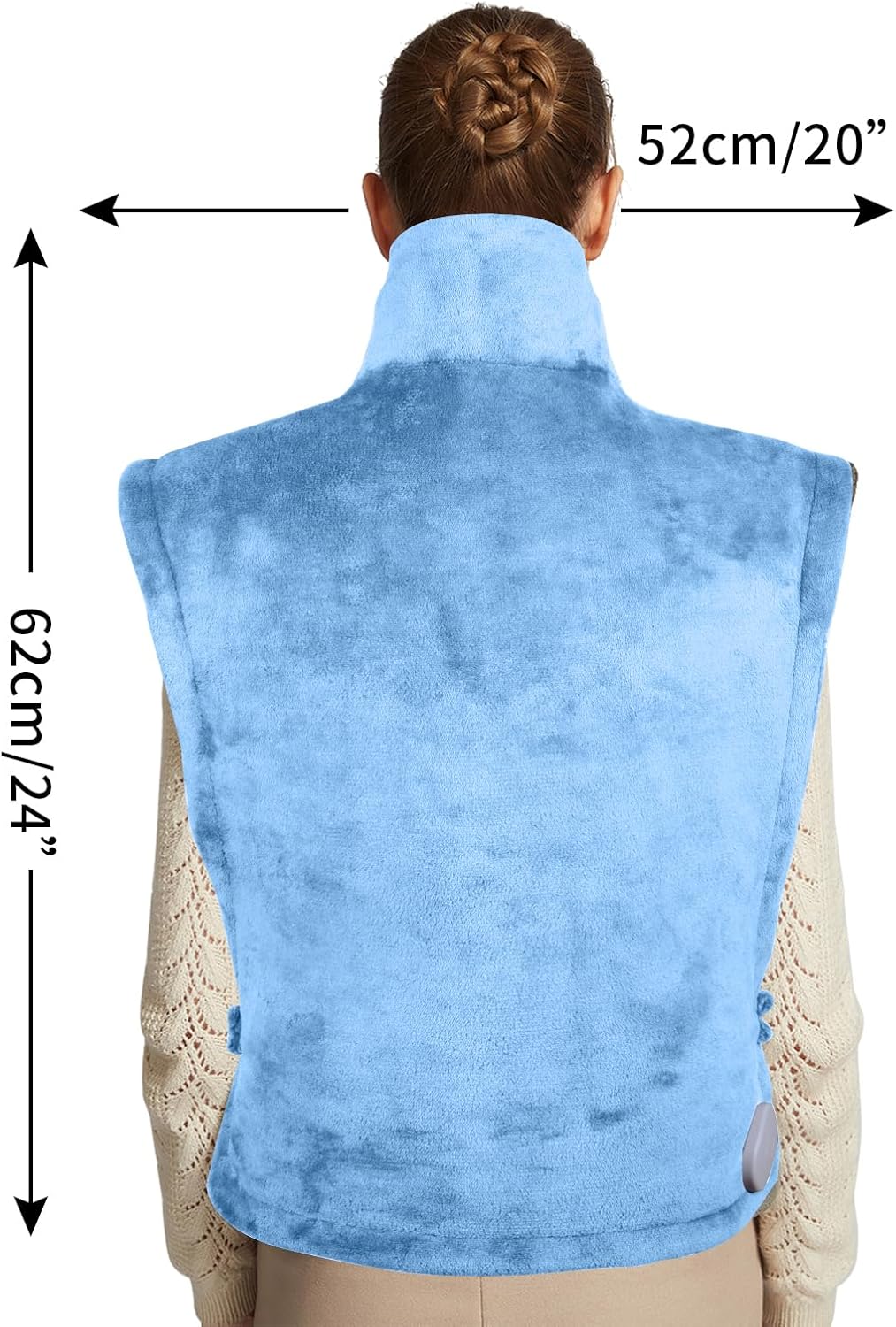 Ambershine 26"x35" XXXL King Size Neck& Shoulder& Back Heating Pad with 12 Temperature Settings& 4 Auto-Off Countdown Timers, Pain Relief for Back/Neck/Shoulder, Christmas gift for mom dad(Light Blue)