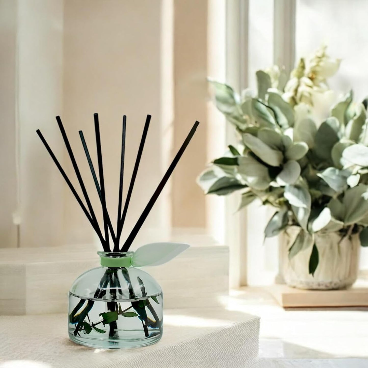 LOVSPA Reed Diffuser Set, Unwind Eucalyptus & Mint Scented Oil Diffuser with Sticks, Home Fragrance Accessories for Bathroom Shelf Decor, Aroma Diffusers for Home or Office Desk, USA Made