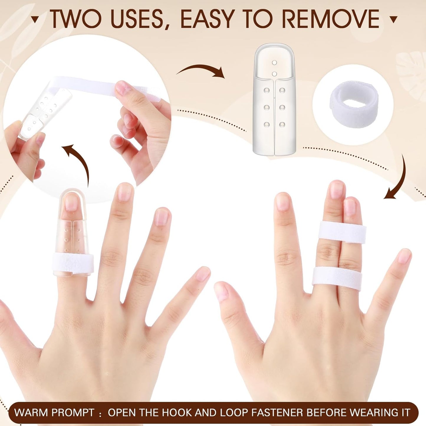 BBTO 10 Pcs Mallet Finger Splint, 5 Sizes Finger Support Brace Stabilizer Straightener Plastic Fingertip Protectors Arthritis Knuckle Immobilization for Thumb Pinky Middle Index Ring(Transparent)