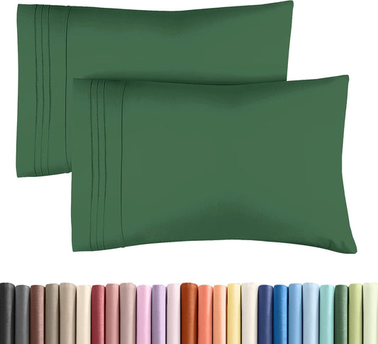 King Pillow Cases Set of 2 - Ultra Soft Hotel Quality Pillowcase Covers - Comfy, Cozy & Wrinkle Free - Shrinkage and Fade Resistant - Machine Washable Pillow Protectors - 2 Piece Set - Emerald Green