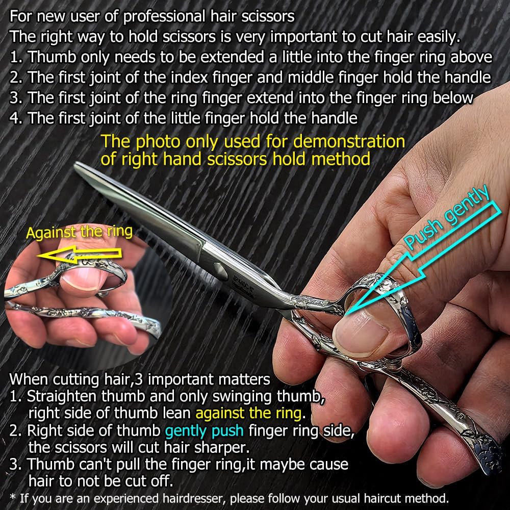 Hair Scissors 6 Inch Professional Barber Hair Cutting Scissors hairdresser haircut scissors 440C Barber Shears Rose handle KINSARO for Hairdresser Barbershop or Home Use