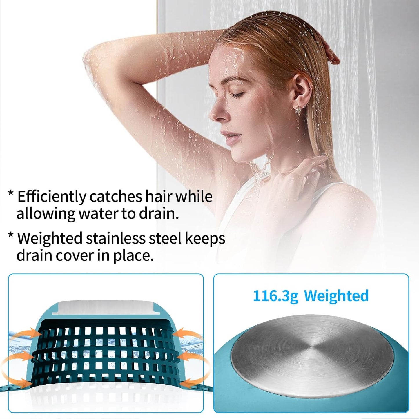 Shower Drain Hair Catcher, Bathtub Drain Cover Foldable Silicone Shower & Tub Protector for Pop-Up & Regular Drains