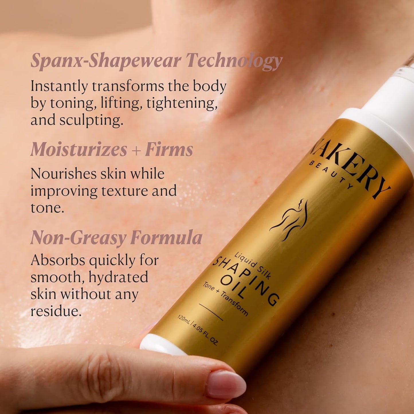 Nakery Liquid Silk Shaping Body Oil - Skin Firming & Tightening Body Oil - Wrinkle & Stretch Mark Oil - Skin Therapy Oil for Cellulite Loose & Aging Skin - Moisturizing Body Oil for Dry & Ashy Skin