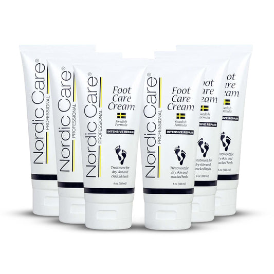 Nordic Care Foot Care Cream - Repairs and Hydrates Dry and Cracked Heels, 10% Urea Cream Treats Severely Dry Feet, Cracked Heels & Callus Removal, Hypoallergenic & Lanolin-free | 6 Oz (Pack of 6)