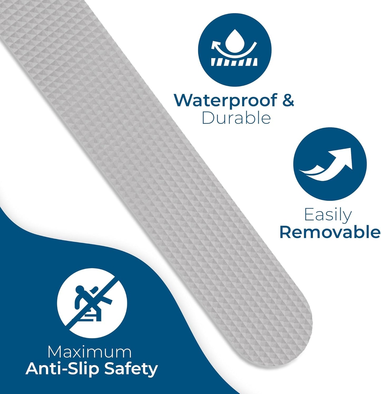 Anti Slip Shower Stickers 24 PCS, Grey Non-Slip Shower Strips for Adults, Premium Adhesive Bath Tub Stickers