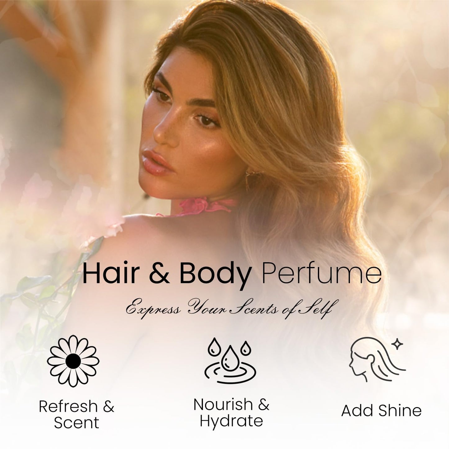 Hair Perfume for Women Long Lasting Pheromone, Hair Body Mist Spray Fragrance Remove Essential Oil Odors, Honey Infused Coconut Chamomile for Hydrating Shine, Alcohol Free, 50 ml