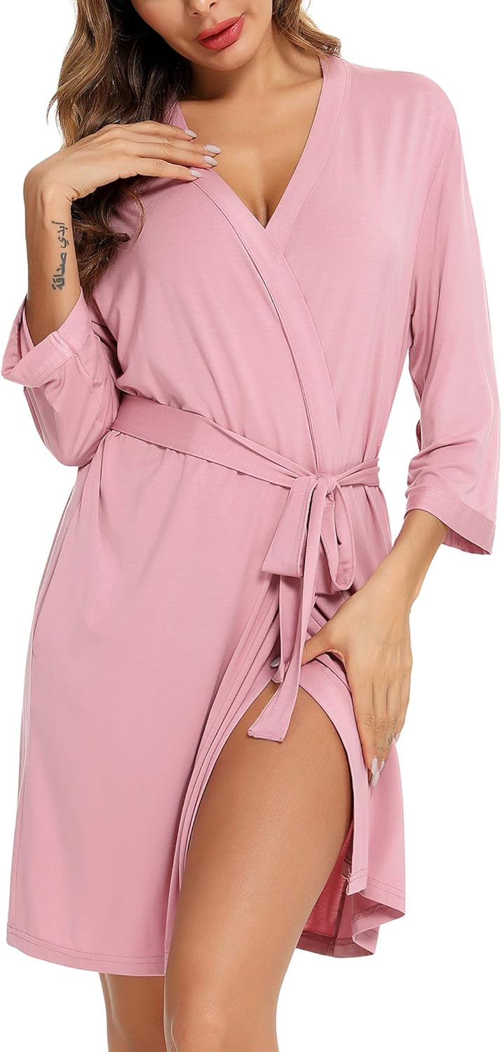 Samring Women's Lightweight Robe Soft Kimono Robes Short Bathrobe for Women Sleepwear