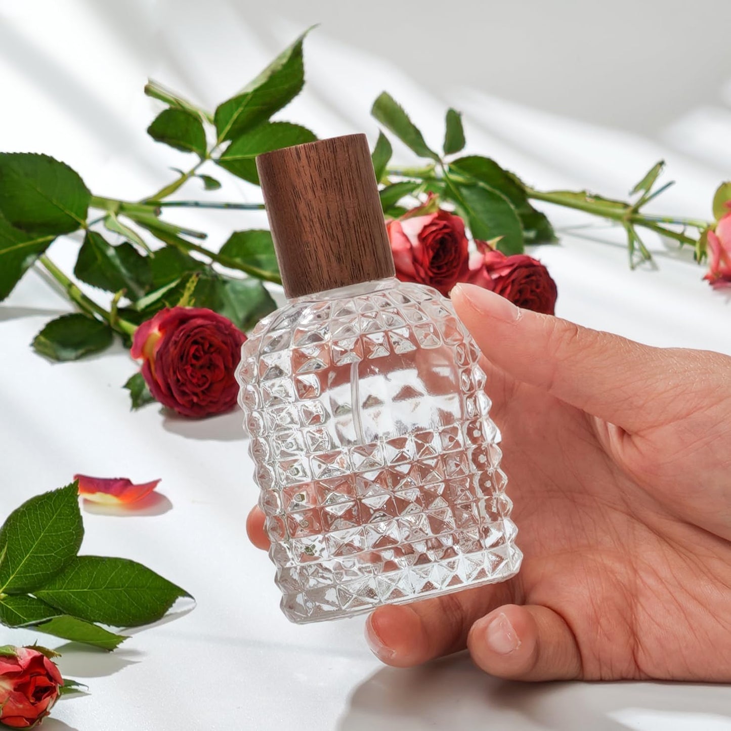 50ml/1.7 Oz Glass Spray Bottle Perfume Atomizer,Perfume Travel Refillable Spray Bottle Empty with 3 Kinds of Dispenser (A4)