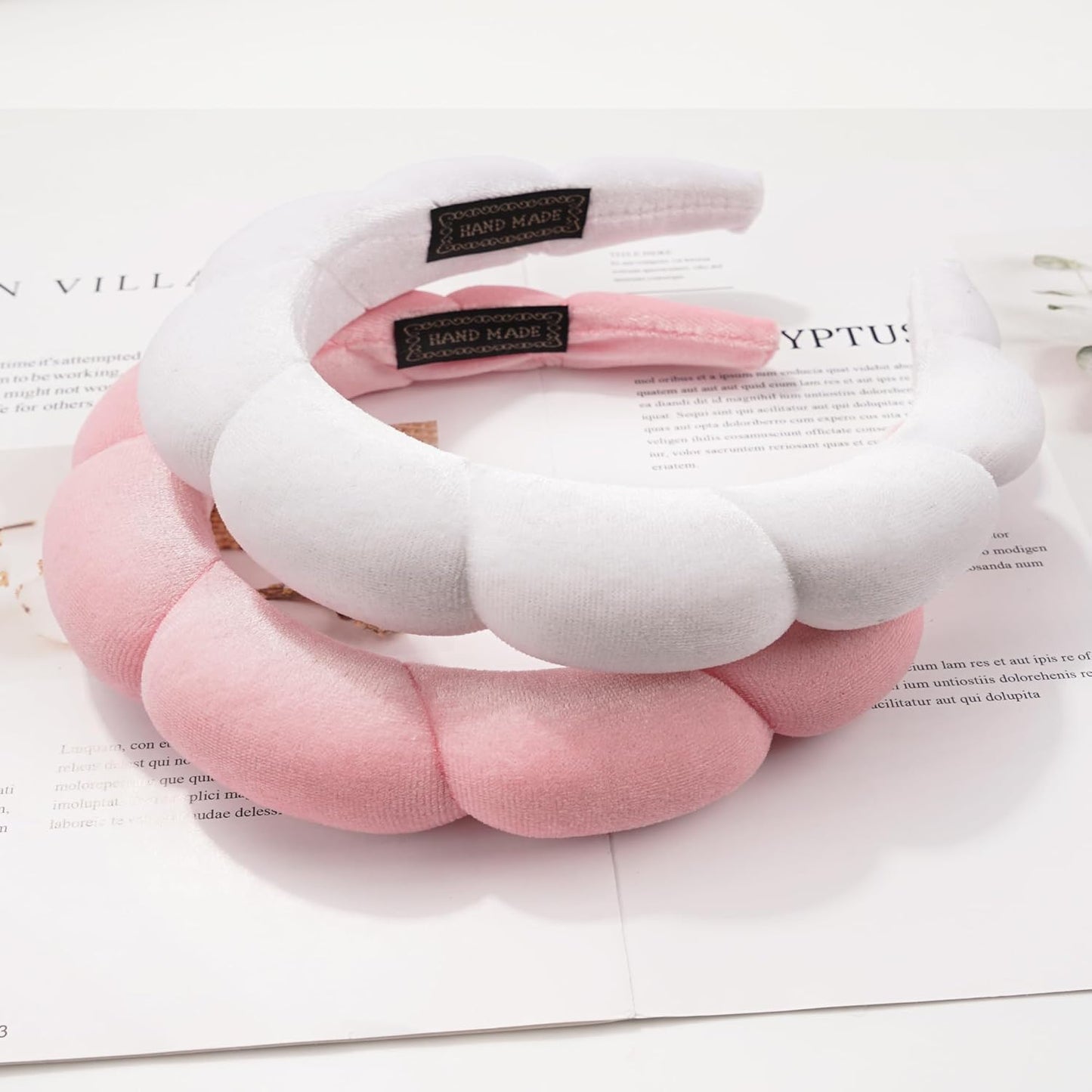 Ayesha Hairband, 2pcs Spa Headband for Women - Bubble Skincare Headband for Washing Face, Sponge Soft Hairband Skincare Makeup Headbands for Women Girls Shower, Pink & White
