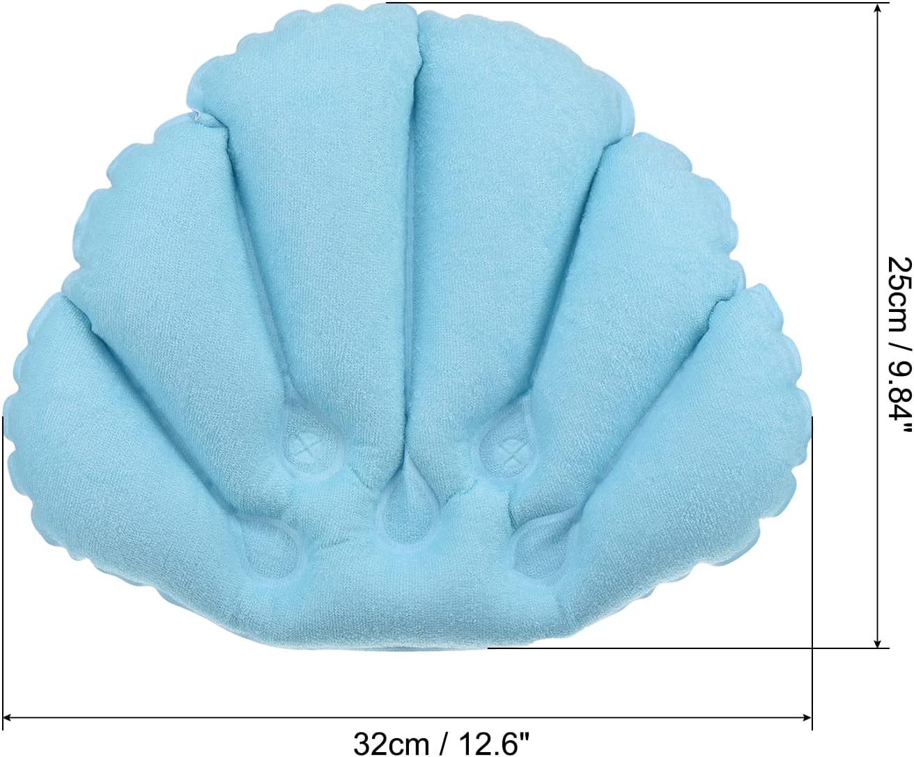 PATIKIL Inflatable Bath Pillow with Suction Cups, 2 Pack Terry Cloth Covered Shell Shape Soft Bath Spa Cushion Neck Support for Bathtub Hot Tub (Blue, Pink)