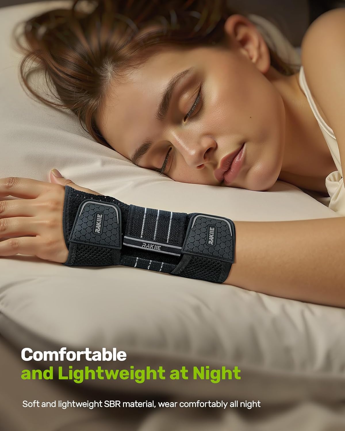 Carpal Tunnel Wrist Brace, Night Wrist Support No Pressure on Thumb, Lightweight Hand Brace for Sleeping Work, Splint Stabilizer Pain Relief for Sprain Arthritis, Gray Right Hand, Size M