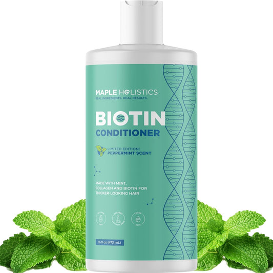 Volumizing Biotin Conditioner for Thinning Hair - Volumizing Conditioner for Fine Thin & Weak Hair - Sulfate Paraben & Silicone Free Hair Conditioner Nourishing Plant Proteins & B Vitamins (Mint)