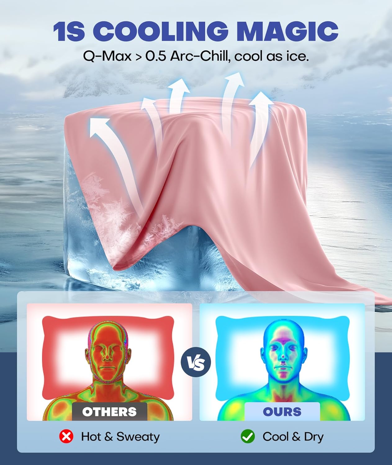 Ice Cooling Pillowcase for Hot Sleepers, Instantly Cool, Stay Cold All Night, Softer Than Silk Pillow Cases, Pillow Covers with Invisible Zipper, Gift for Men & Women - Queen Size, Coral Pink (1 Pack)