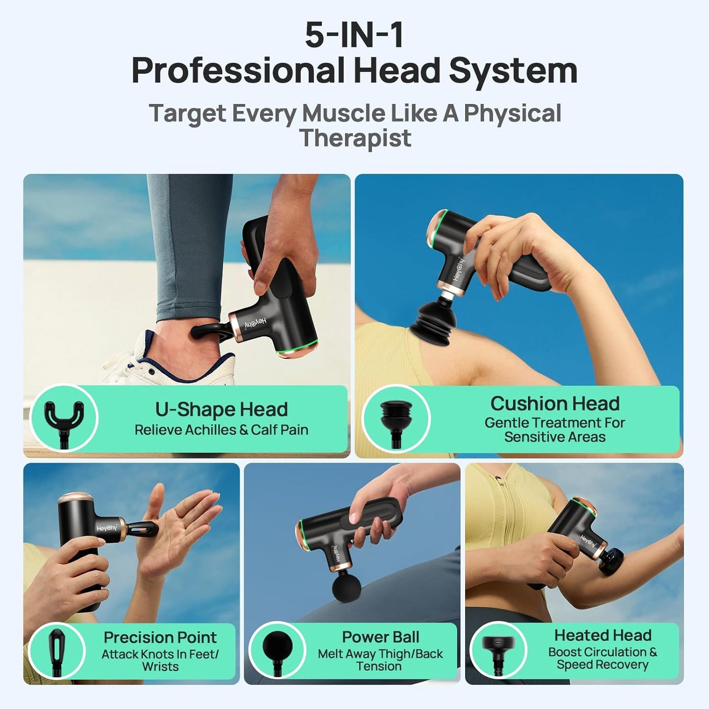 A1 Super Mini Massage Gun, Percussion Deep Tissues Muscle Massager (Heat-Black)