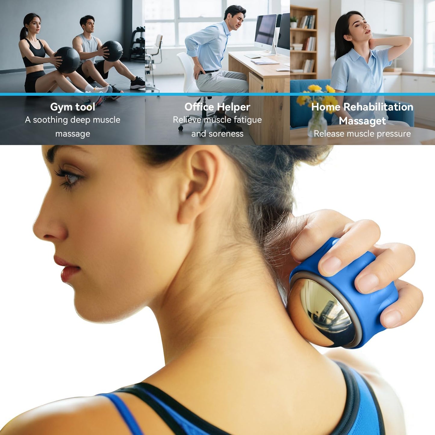 iECO Massage Ice Roller Ball - Stainless Steel Cold & Heat Therapy Massage Tool for Deep Tissue, Sore Muscle, Trigger Point, Muscle Knots Full Body Relax