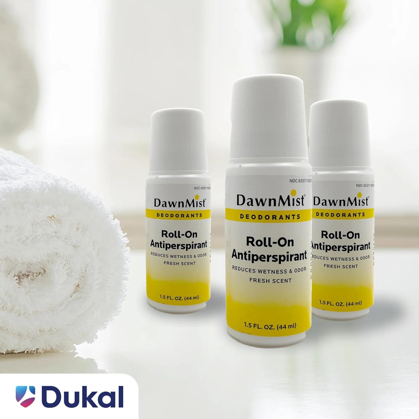Dukal RD15 DawnMist Roll On Antiperspirant & Deodorant, Fresh Scent, Travel Size, 1.5oz,12 pack