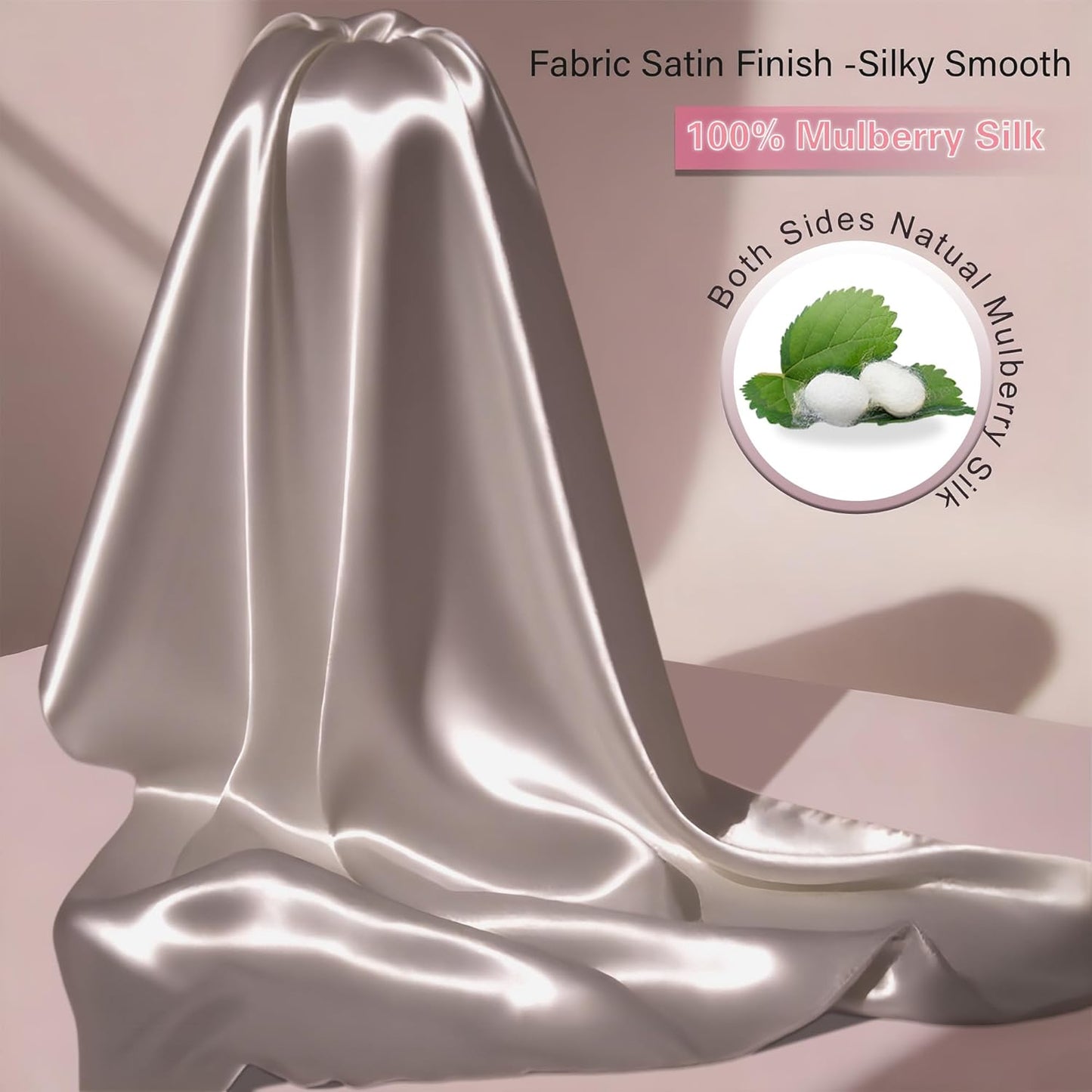 Mulberry Silk Body Pillow Pillowcase with Zipper, Ultra Smooth Soft Breathable Cooling Pillow Cases for Hot Sleepers, Silk Satin Body Pillow Cover for Hair and Skin (Taupe, 20×54 Inches, 1 Pack)