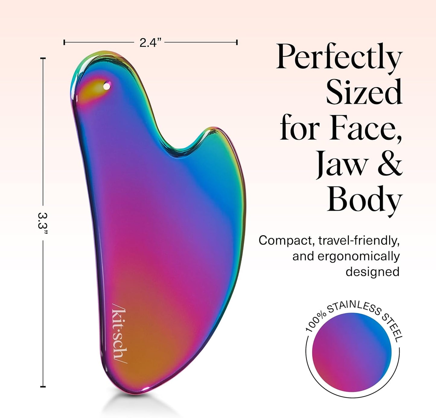 Kitsch Stainless Steel Gua Sha Facial Tools - Lymphatic Drainage Massager for Face & Chin, Jawline Shaper, Double Chin Reducer, Guasha Tool for Face Massager, Skin Care Tools - Irridescent