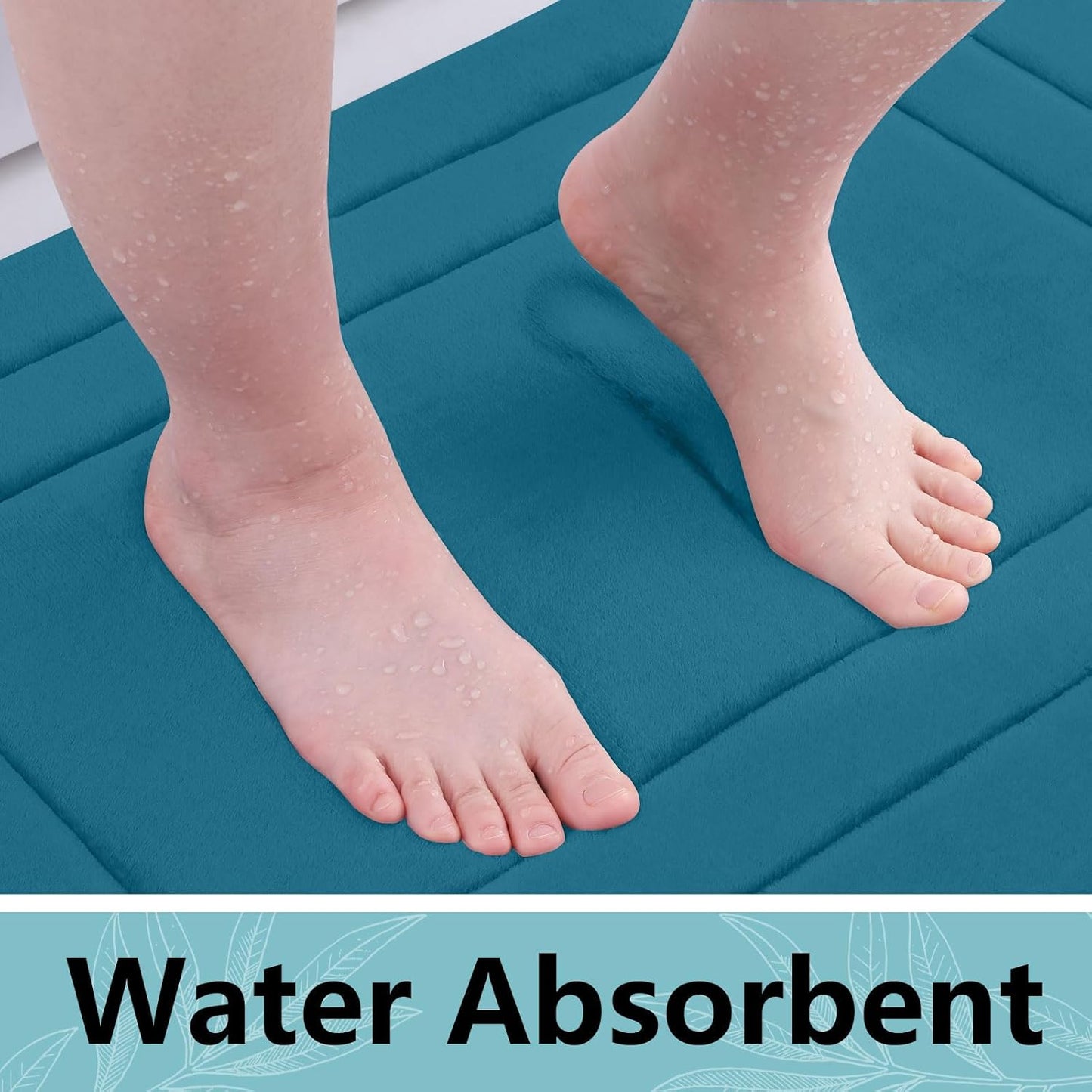 Arotive Memory Foam Bathroom Rug Mat 44x24, Ultra Soft and Absorbent Bath Mat, Machine Wash Dry, Comfortable Bath Rug Carpet for Bathroom Floor, Tub and Shower, Peacock Blue