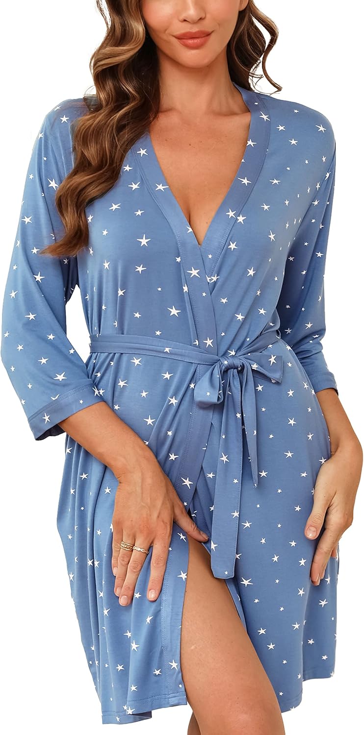 Samring Women's Lightweight Robe Soft Kimono Robes Short Bathrobe for Women Sleepwear