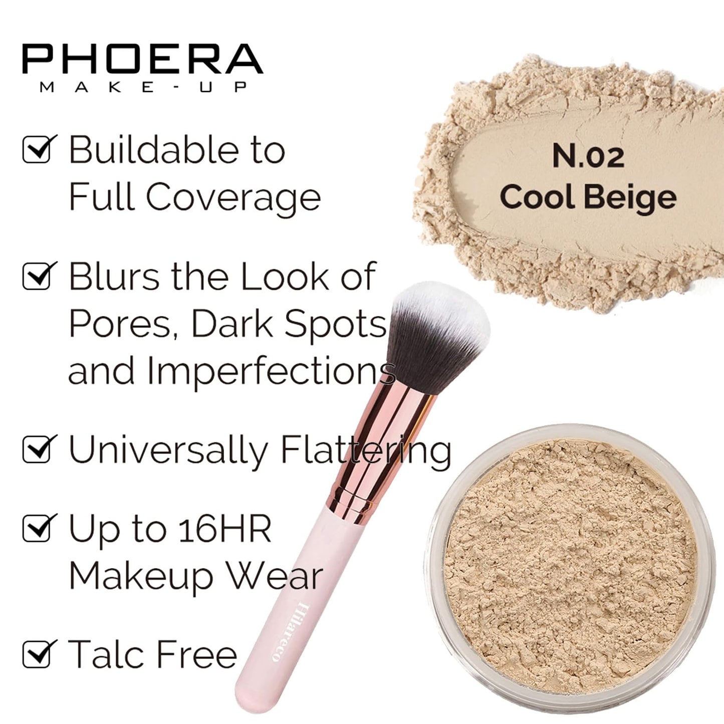 Mushroom Head Air Cushion CC Cream Natural Foundation,Phoera Powder, Bright Makeup Base Long Lasting with Makeup Sponge and Flat Top Kabuki Foundation Brush (#03 Warm Nude)