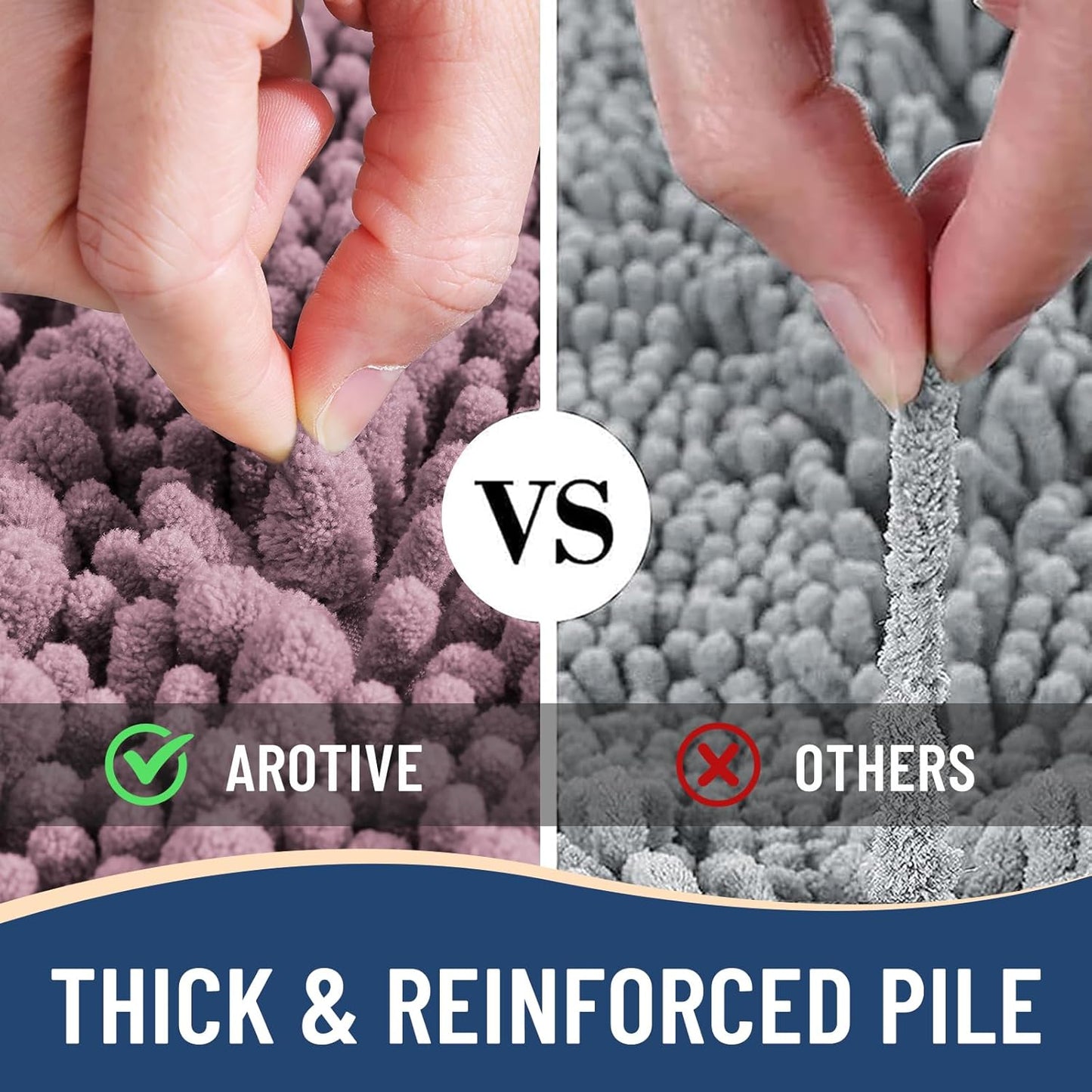 Arotive Luxury Chenille Bathroom Rug Mat, Extra Soft Thick Absorbent Shaggy Bath Rugs, Non-Slip Machine Wash Dry, Plush Bath Mats for Bathroom, Shower and Tub, 30x20, Deep Plum