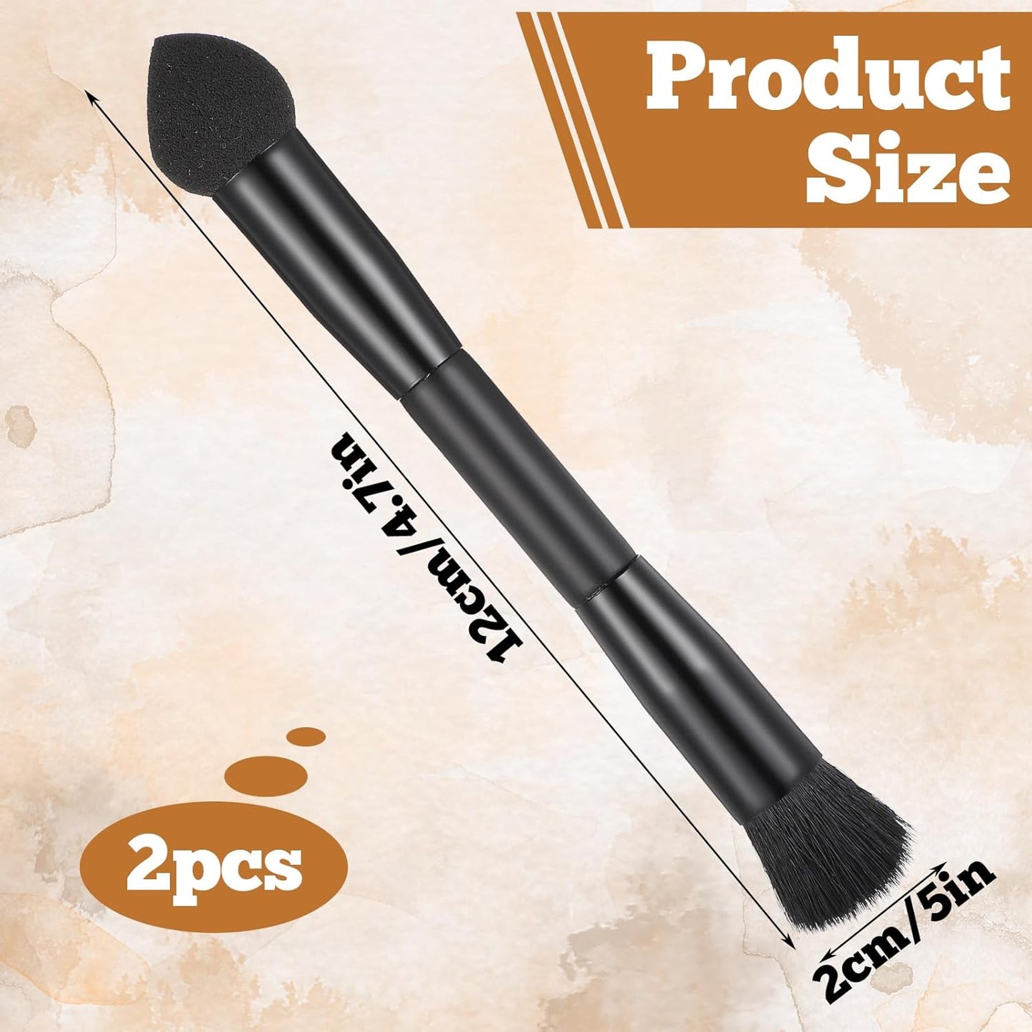 JIEYAO 2 Pcs Dual Ended Hairline Powder Brushes, Precision Makeup Brush Root Concealer Brush Set with Sponge Tip and Soft Bristles for Covering Hair Root Touch Up Contouring Blending