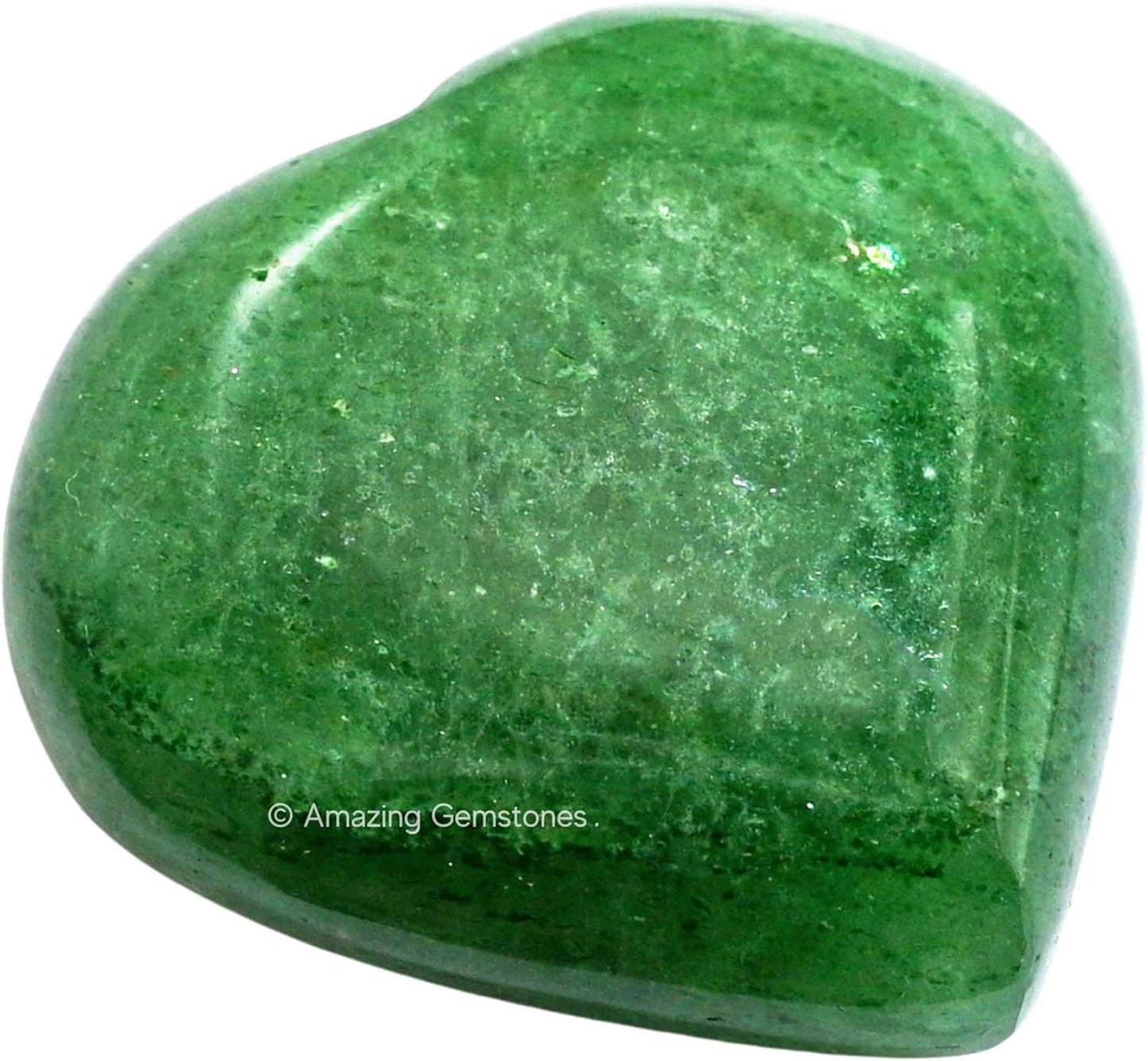 Amazing Gemstone Green Strawberry Quartz Crystal Heart Palm Stone - Pocket Massage Worry Stone for Natural Body Chakra Balancing, Reiki Healing and Crystal Grid