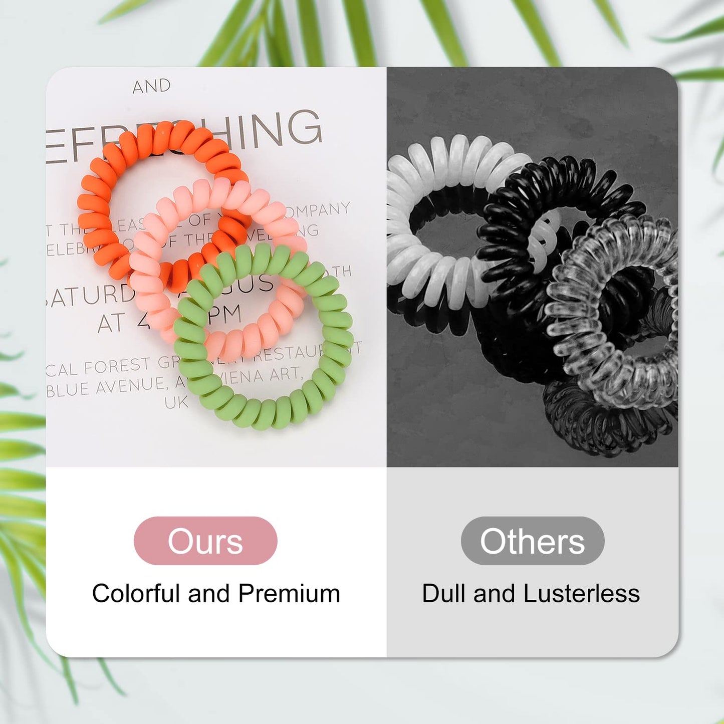 JessLab Spiral Hair Ties for Women, 10-Pack Traceless No-Damage Ponytail Holders, Coils Hair Bands for Girls, Assorted Colors