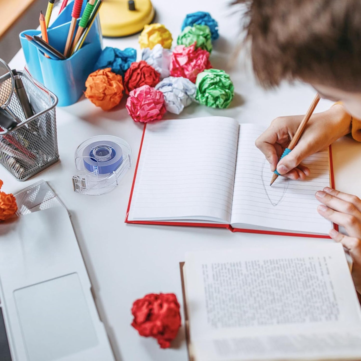 24 Pcs Transparent Tape with Dispenser, 0.7 x 1000 in Blue Core Clear Tape Rolls Bulk, Office Tape Refills for Desk, Craft, and Gift Wrapping