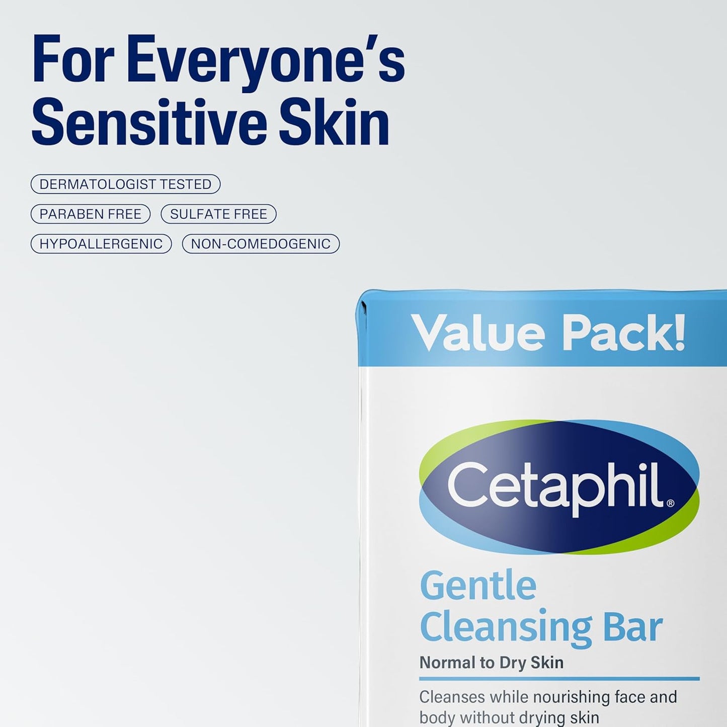 Cetaphil Gentle Cleansing Bar, 4.5 oz (Pack of 6), Nourishing Cleansing Bar For Dry, Sensitive Skin, Non-Comedogenic