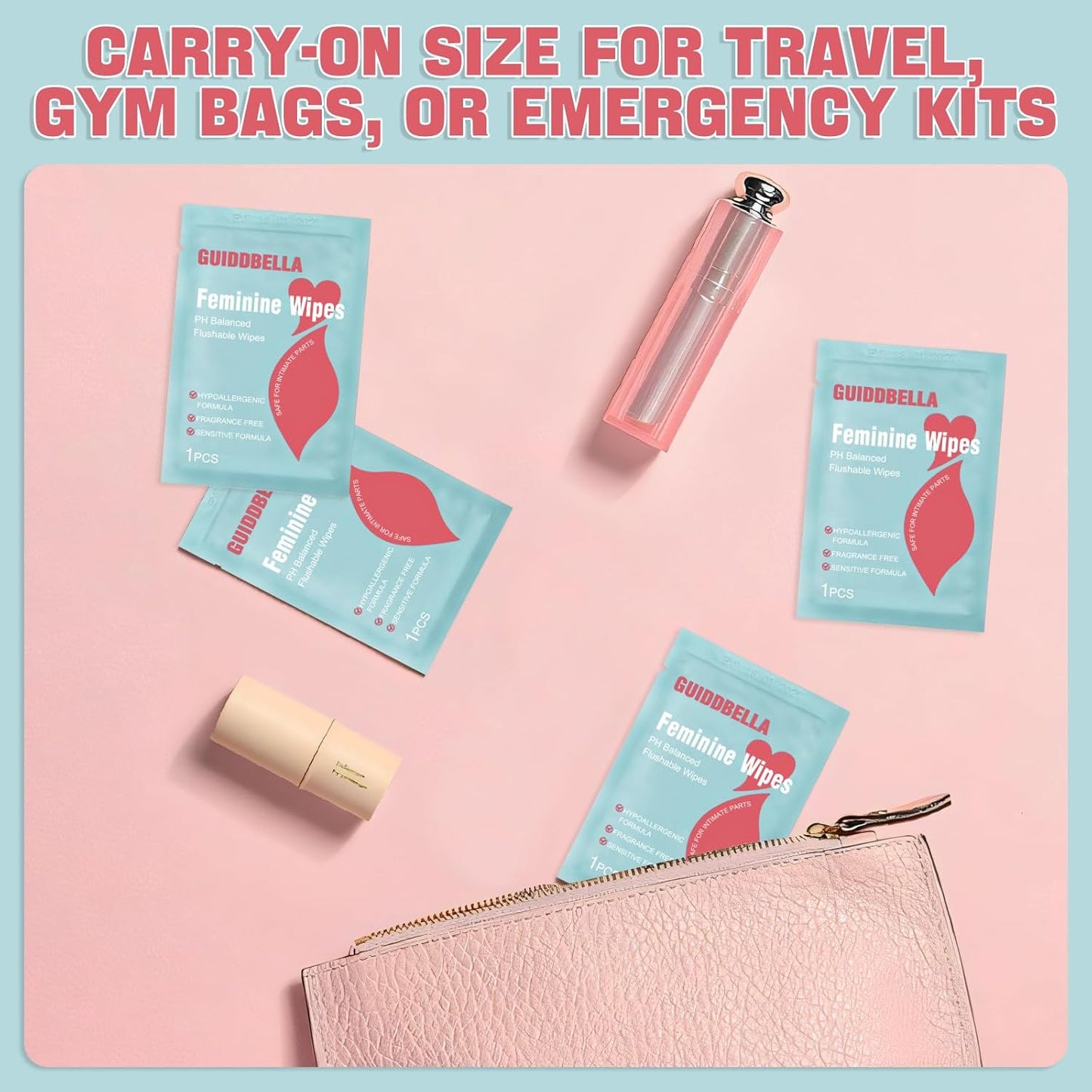 Feminine Wipes for Women - Individually Wrapped Flushable Wipes, PH-Balanced, Alcohol-Free, Unscented, Safe for Sensitive Skin (20 Count)