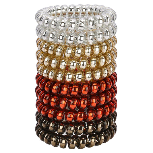 JessLab Spiral Hair Ties for Women, 10-Pack Traceless No-Damage Ponytail Holders, Coils Hair Bands for Girls, Assorted Colors