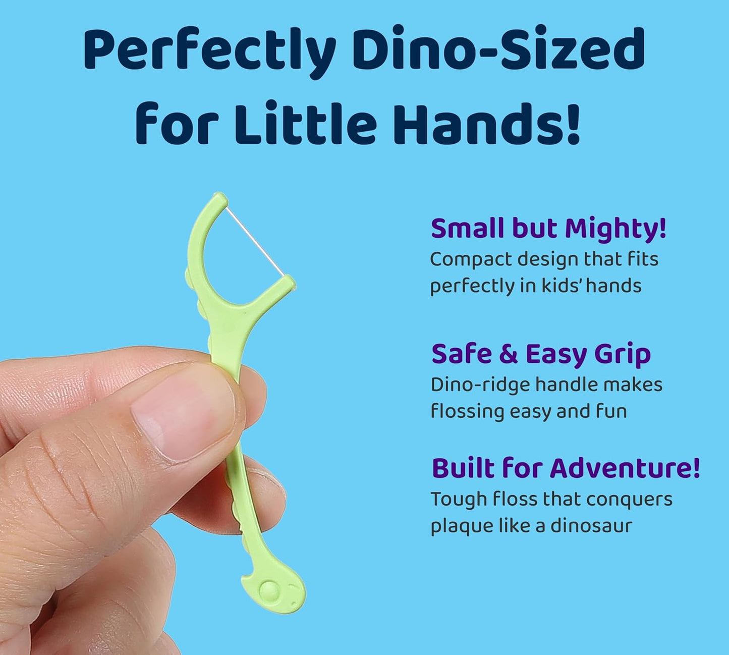 Sea Turtle Kids Dino Floss Picks - Corn Starch Handle - Thin Thread Tooth Dental Flossers - Unflavored (200)