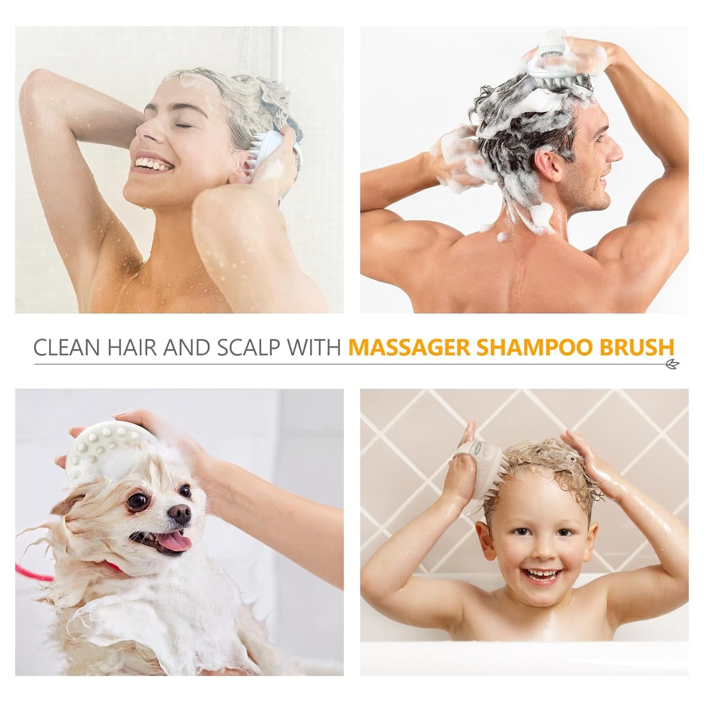 Sndyi Soft Silicone Scalp Massager for Dandruff Removal and Hair Growth - Wet Dry Scalp Exfoliator Brush for Scalp Care - Beige