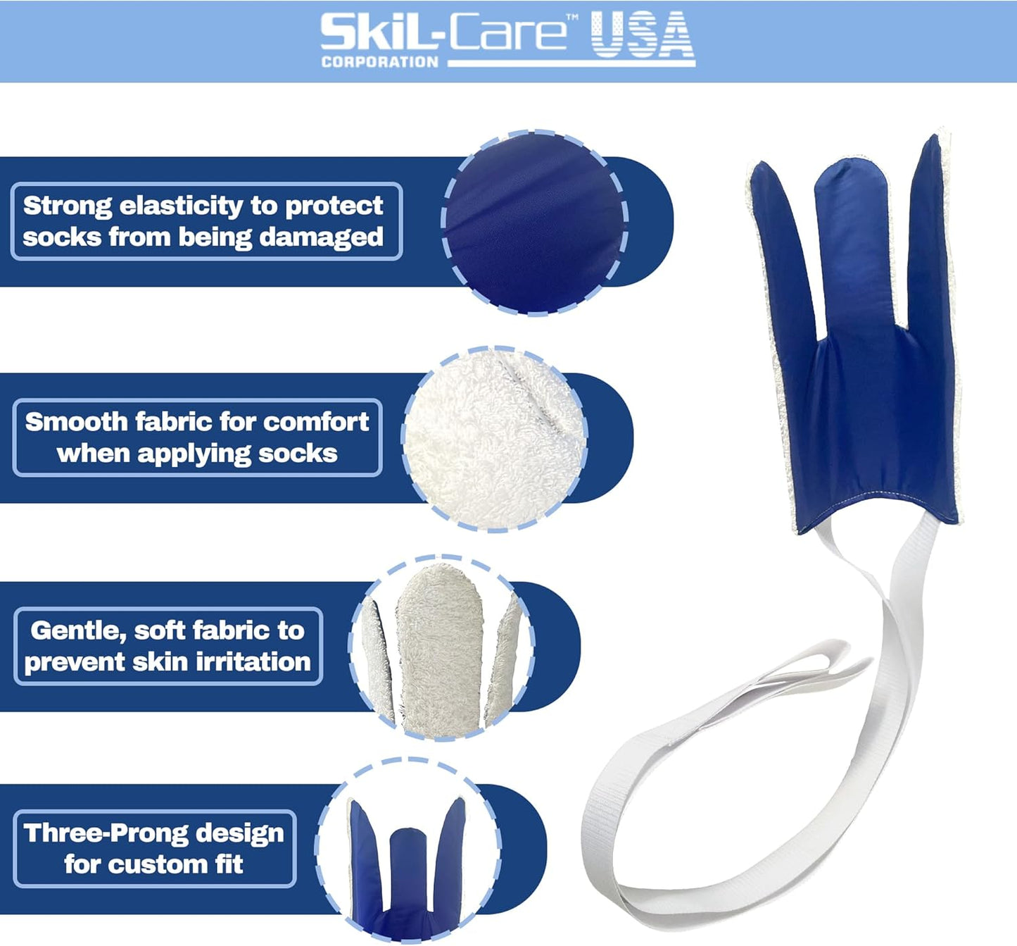 Skil-Care Easy-On Sock Aid Device for Seniors, Flexible Sock Helper for Seniors with Grip Handles, Sock Assistant Device No Bending, Socks Aide for Limited Mobility, 810106