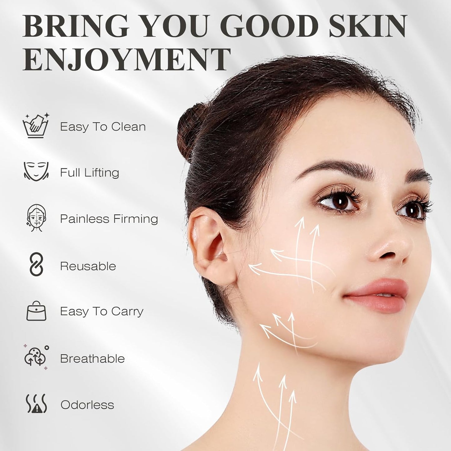 Chin Strap for Sleeping,Double Chin Reducer,Adjustable Chin Strap,Jaw Strap,Jawline Shaper,V Line Lifting Mask,Black,M