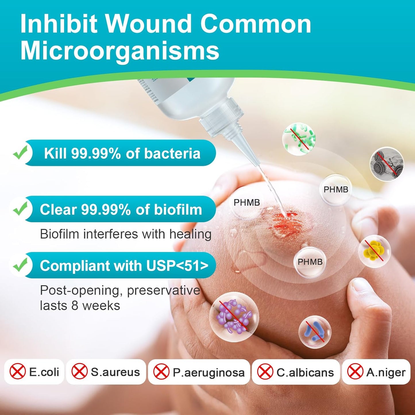 Dimora Skin and Wound Cleanser, OTC First Aid Antiseptic Cleanser,Moistening Absorbent Antibacterial Wound Dressings for Cuts, Abrasions, Lacerations, Burns, Skin Cleansing and Rinsing -8oz / 237mL