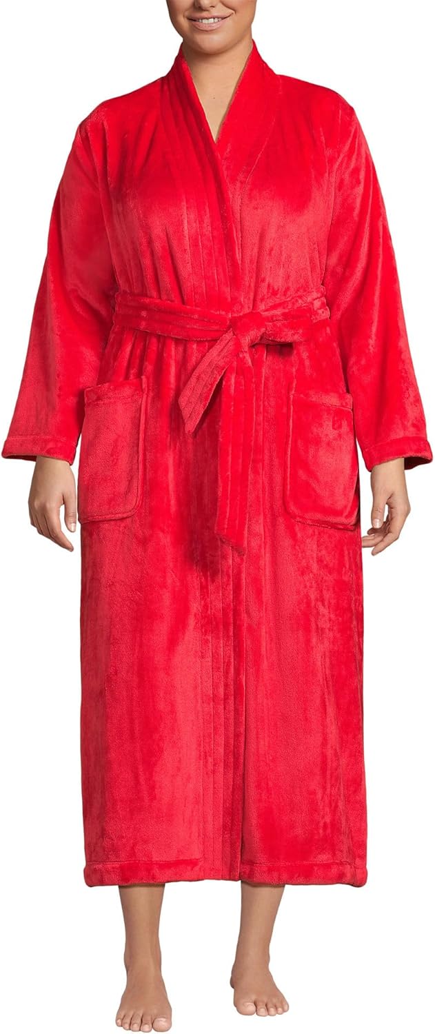 Lands' End Women's Cozy Plush Long Wrap Robe