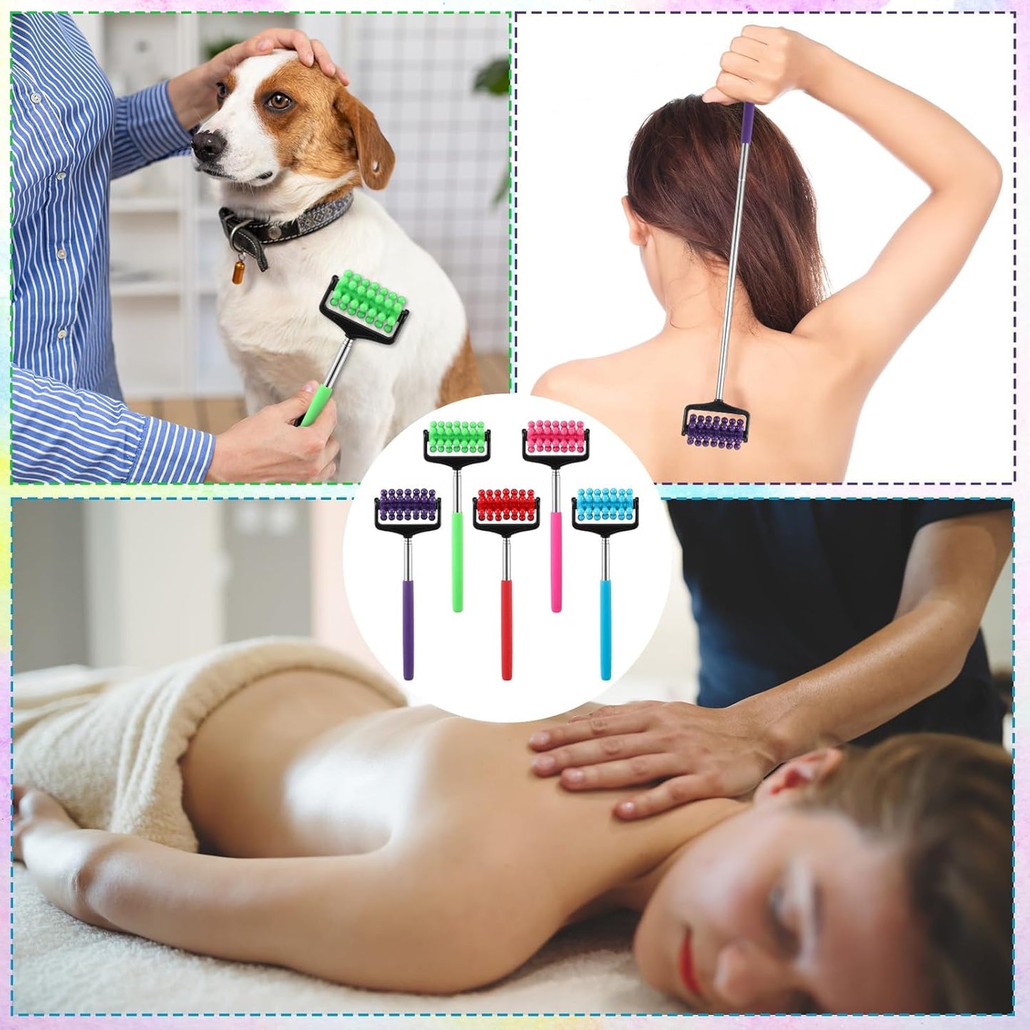 LemonRoad 25 Pieces Hand Massager Roller Bulk Telescopic Hand Roller for Muscle Massager Adjustable Back Neck Scratchers Stick Tool for Body Relax Christmas Stocking Stuffers Gift, Assorted Color