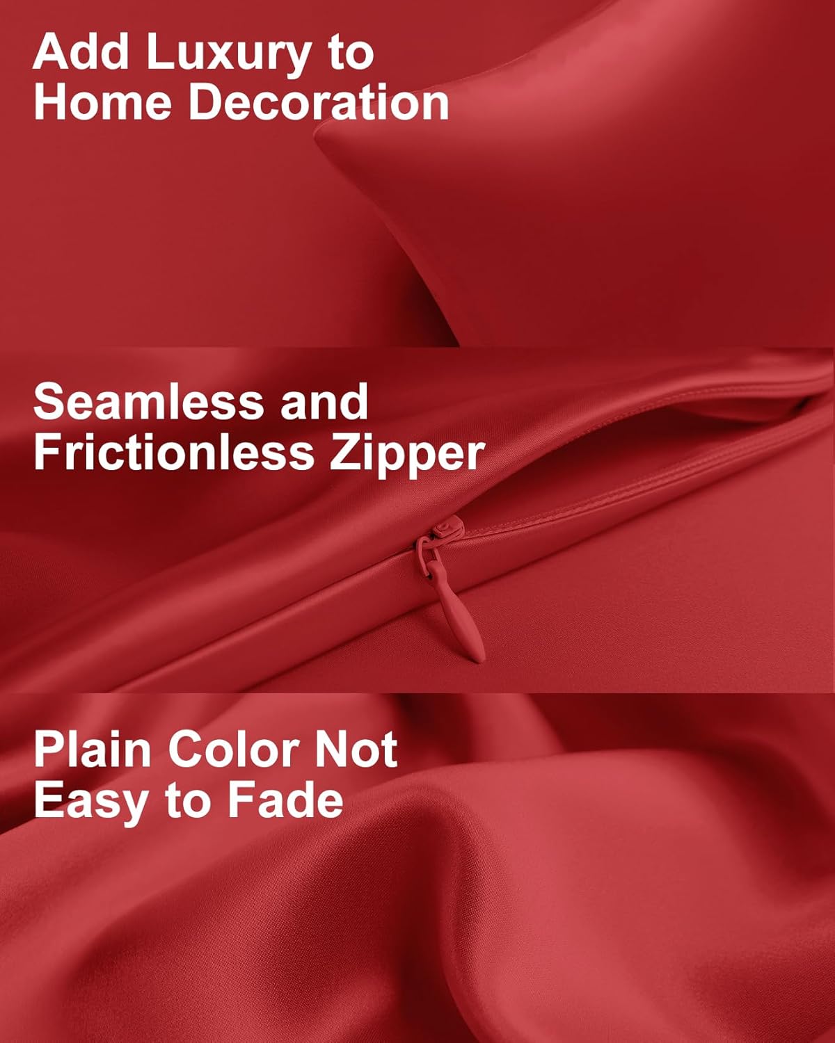 THXSILK 100% Pure Mulberry Silk Pillowcase for Hair and Skin, Grade 6A+ Mulberry Silk, Durable, Soft and Breathable Silk Pillow Case with Zipper(King Size 20"x36", Red)