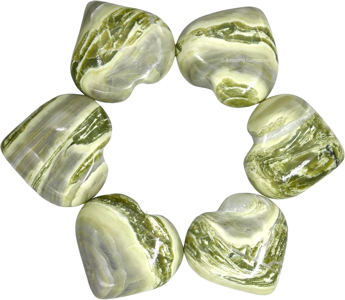 Amazing Gemstone Serpentine Crystal Heart Palm Stone - Pocket Massage Worry Stone for Natural Body Chakra Balancing, Reiki Healing and Crystal Grid