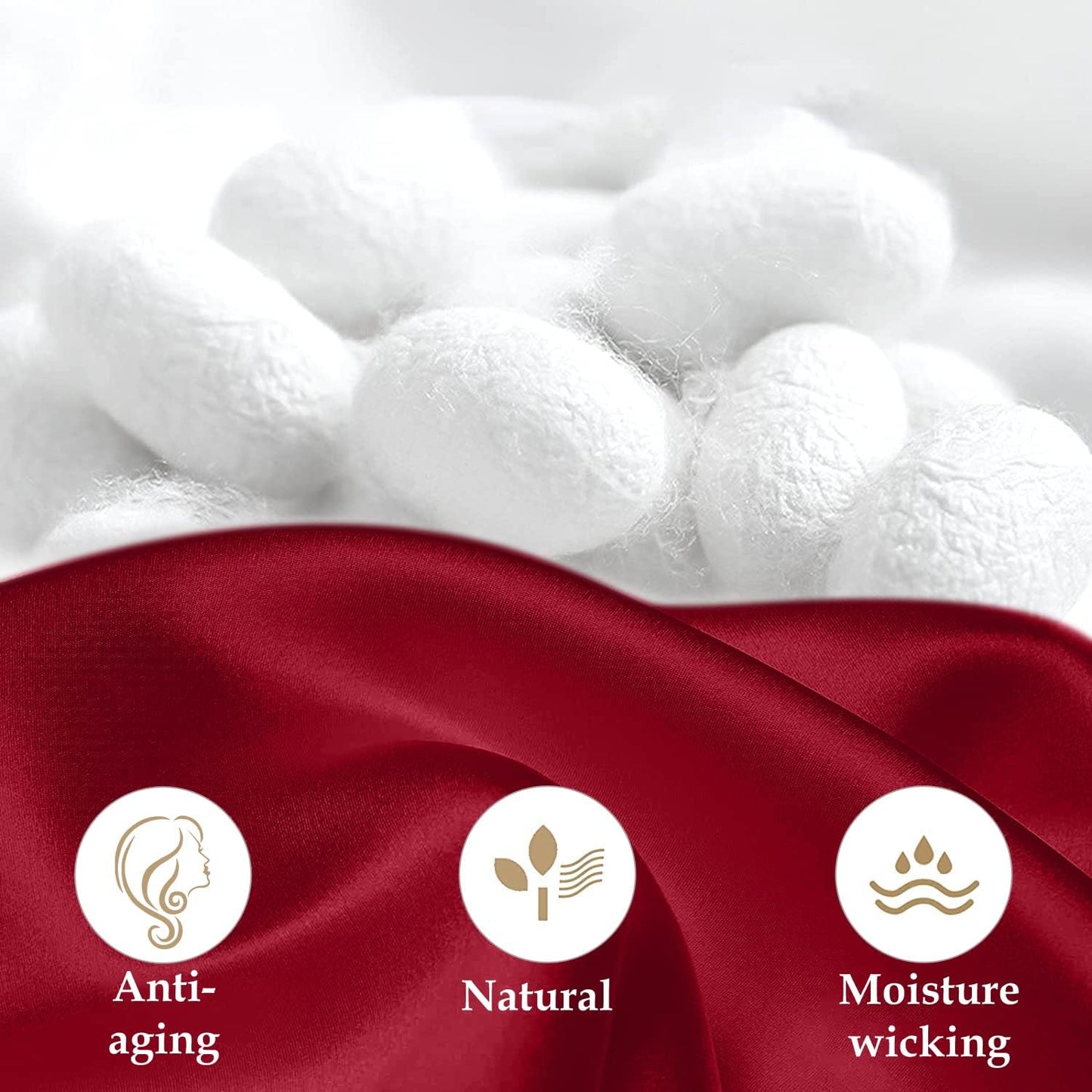 INSSL Silk Pillowcase r Women, Mulberry Silk Pillowcase for Hair and Skin and Stay Comfortable and Breathable During Sleep 1 Pc(Dark Red,King)