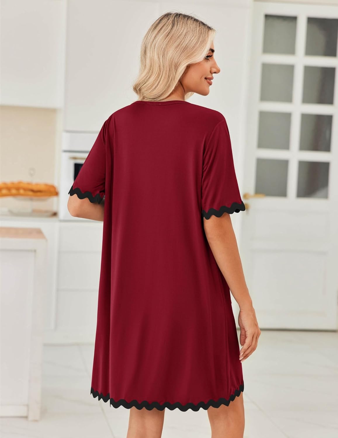 Ekouaer Women Zip Up Robe Lightweight Housecoats with Pockets Knee Length Short Bathrobes Soft Nightgown S-3XL